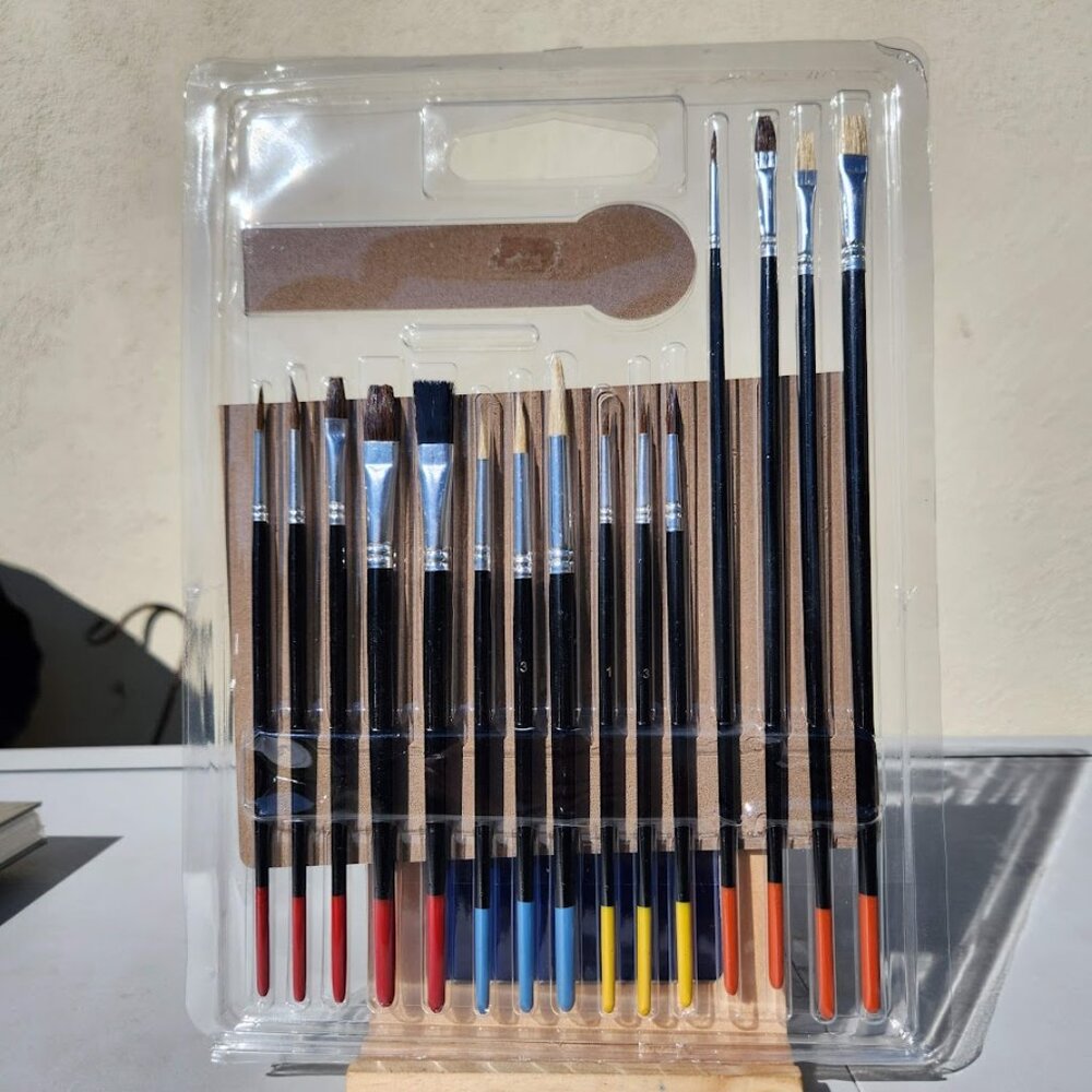 NEW Art Brushes Painting Set 15 Piece Set for Acrylic Oil Watercolor Gouache Bra